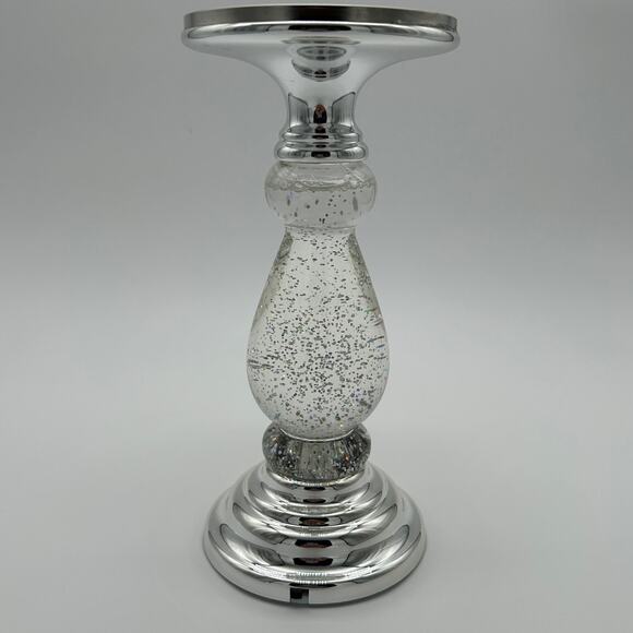 Bath & Body Works Silver Glitter 3-Wick Candle Holder Light-Up Pedestal - Picture 2 of 5